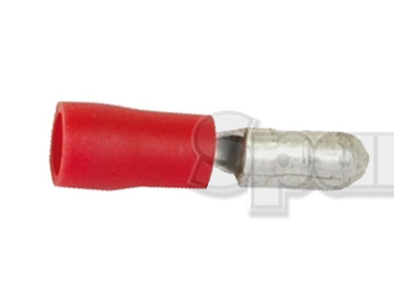 Pre Insulated Bullet Terminal, Standard Crimp - Male, 4.0mm, Red (0.5 - 1.5mm)