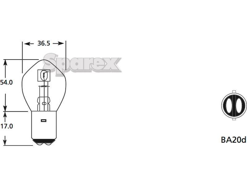 Halogen Head Light Bulb, 12V, 35W, BA20d Base Lucas (395, LLB395)