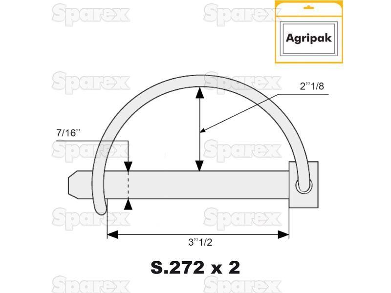 Shaft Locking Pin, Pin Ø11mm x 89mm (2 pcs. Agripak)