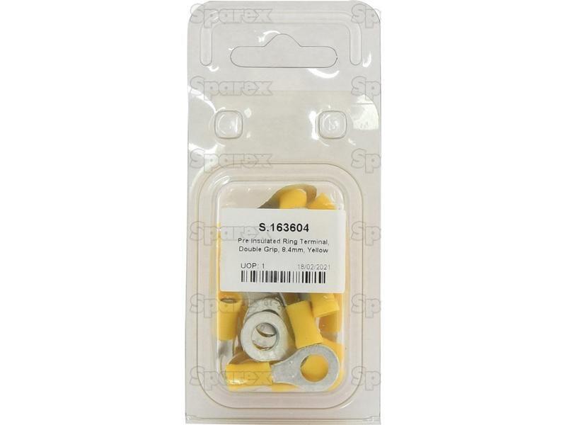 Pre Insulated Ring Terminal, Double Grip, 8.4mm, Yellow (4.0 - 6.0mm) (Agripak 25 pcs.)