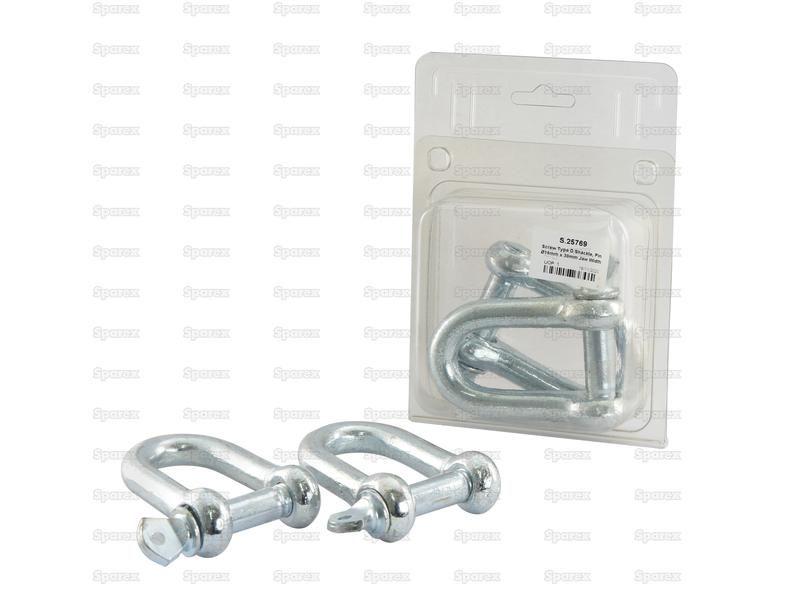 Screw Type D Shackle, Pin Ø16mm x 30mm Jaw Width (2 pcs. Agripak)