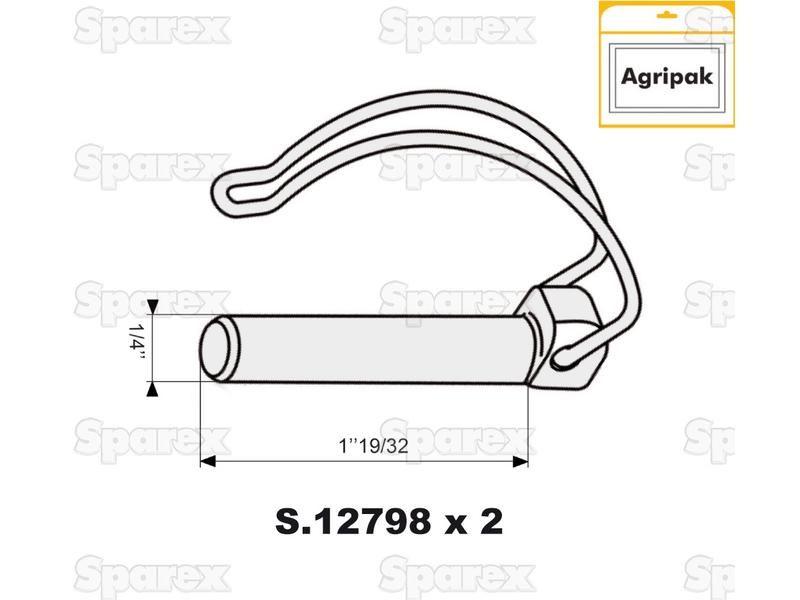 Pipe Linch Pin, Pin Ø10mm x 50mm (2 pcs. Agripak)