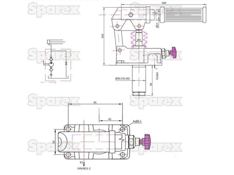 Hydraulic Hand Pump - Single Acting, Displacement cm°³: 45CC, Tank Capacity: 10 ltr(s)