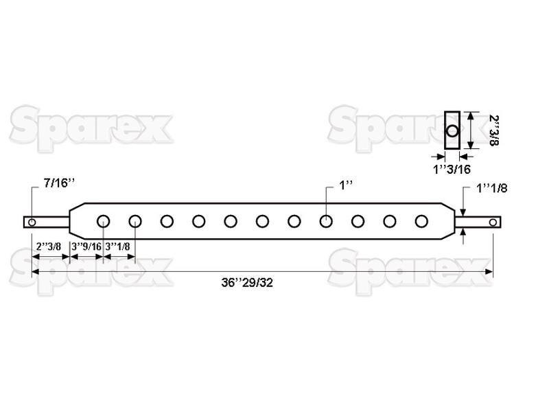 Linkage Drawbar (Cat. 2) No. holes: 9, 937mm