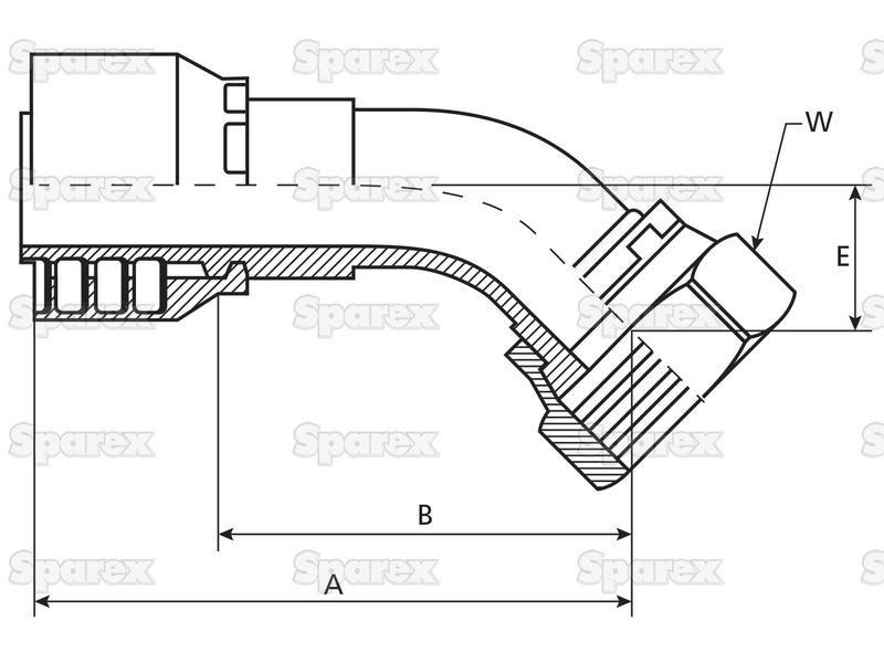 Parker JIC 37° Hose Insert 1/2'' x 3/4'' x 16'' Female 135° Swept Swivel PARKER HANNIFIN (13V48-8-8)