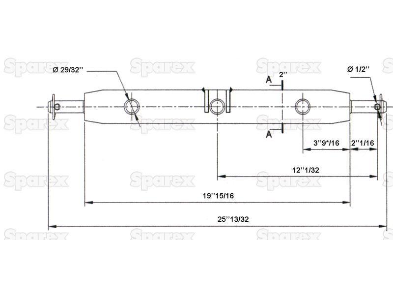 Drawbar Hitch System (Cat. 1) No. holes: 3, 610mm.