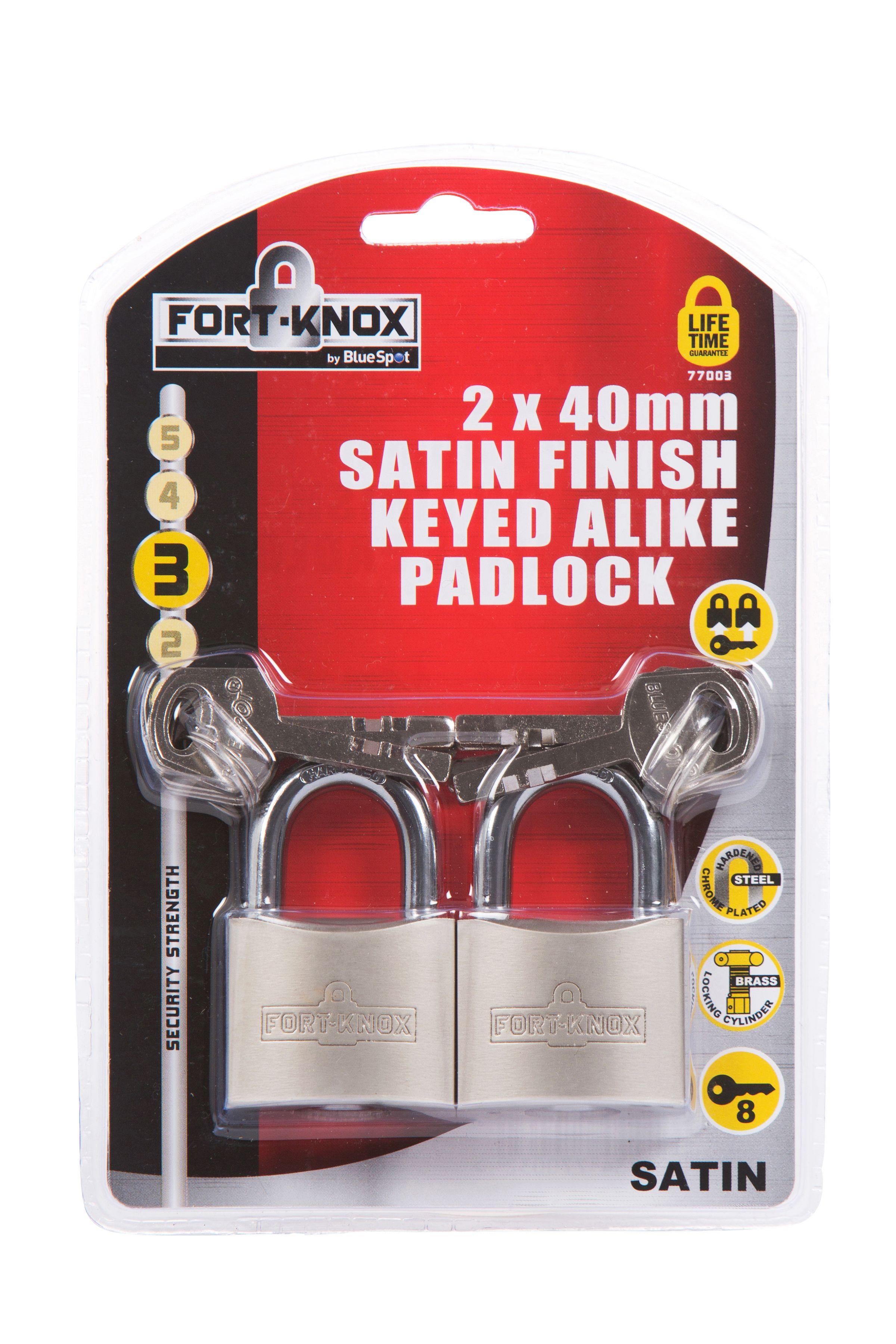 Blue Spot Tools 2 PCE 40mm Satin Finish Keyed Alike Padlocks