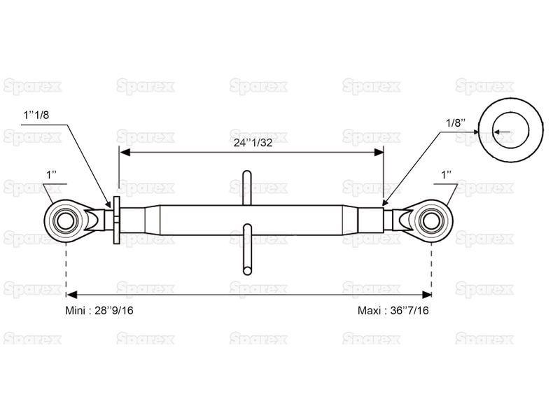 Top Link Standard Duty (Cat.1/1) Ball and Ball, Min. Length: 724.6mm.