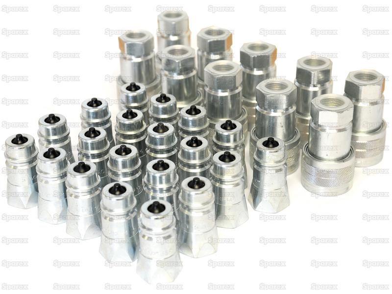 Sparex Quick Release Hydraulic Coupling Male / Female 1/2'' Body x 1/2'' BSP Female Thread (Large Bucket 30 pcs.)