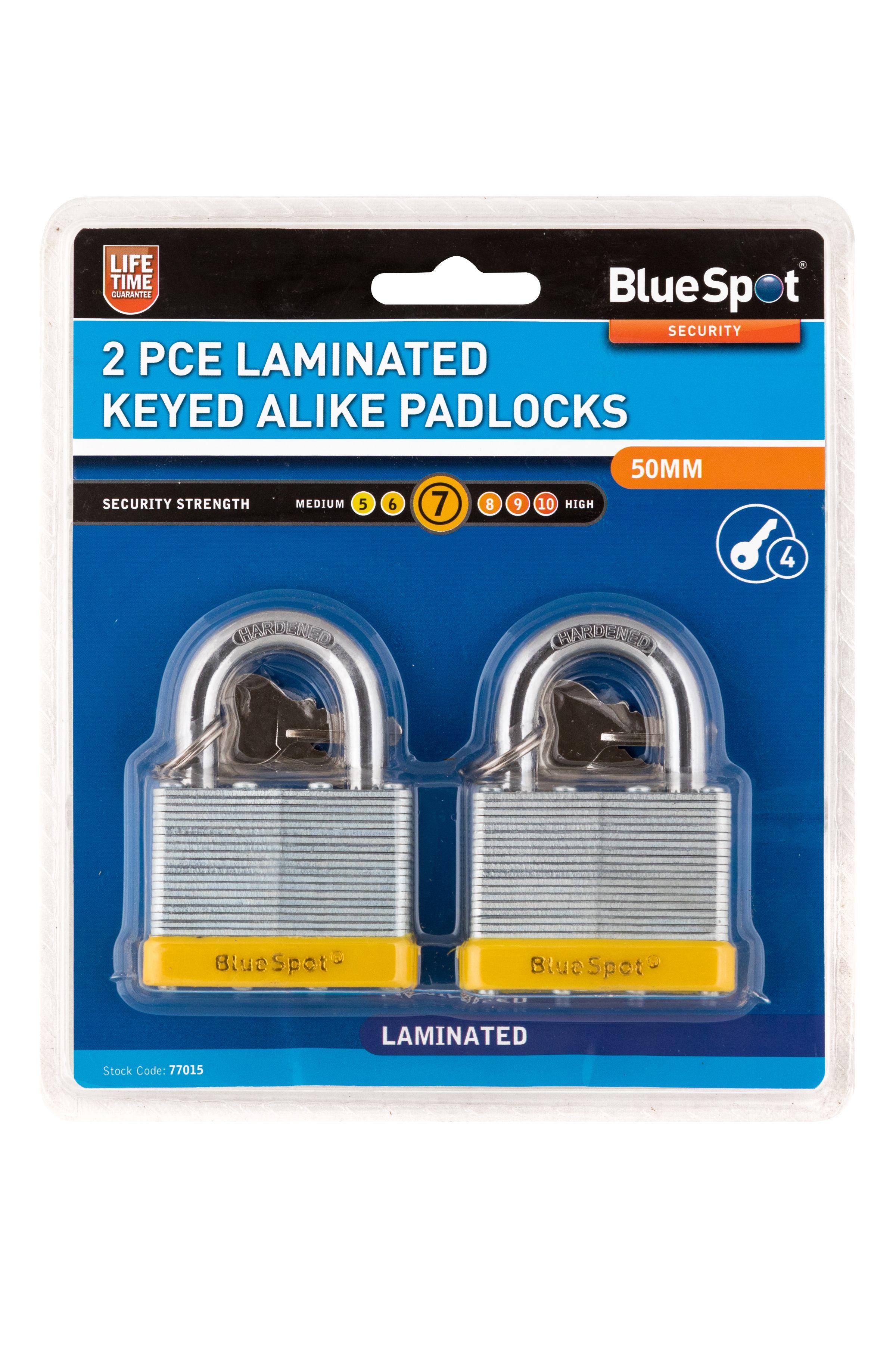 Blue Spot Tools 2 PCE 50mm Laminated Keyed Alike Padlocks