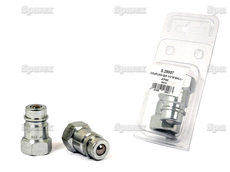 Sparex Quick Release Hydraulic Coupling Male 1/2'' Body x 1/2'' BSP Female Thread (Agripak 2 pcs.)