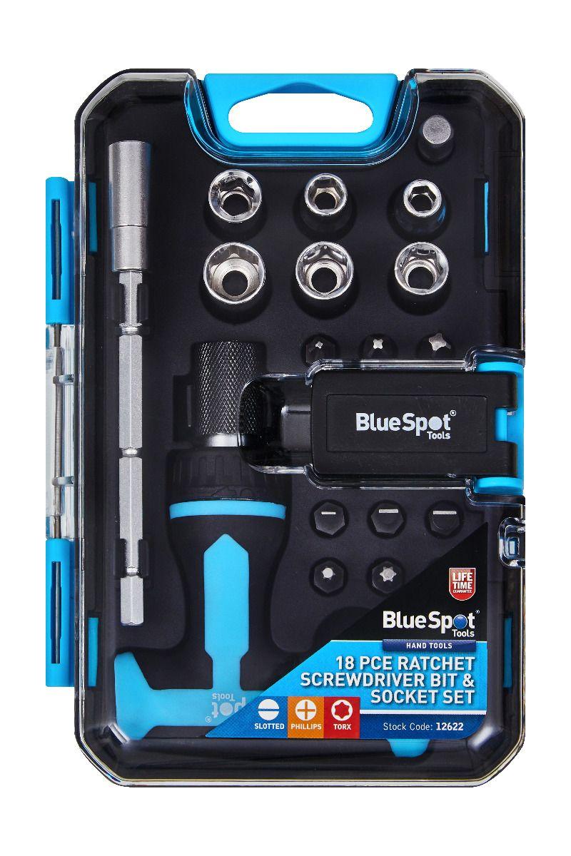 Blue Spot Tools 18 PCE Ratchet Screwdriver & Bits Set