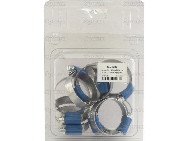 Hose Clip, Min Ø28mm, Max. Ø45mm, 10 pcs. Agripak.