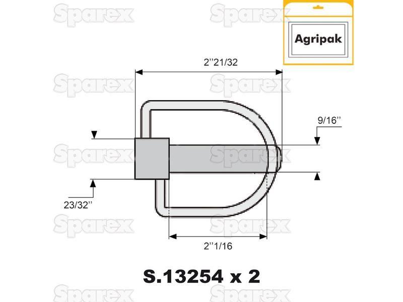 Stabiliser Pin, Pin Ø14mm x 67mm (2 pcs. Agripak)