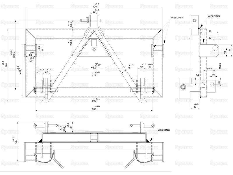 Adapter from Euro Norm to 3-point linkage (Cat. 2)