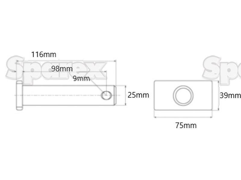 Lower link pin 25x98mm Cat. 2 for John Deere