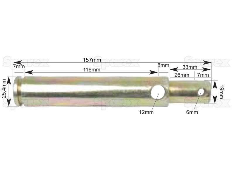Top link pin 19x116mm Cat. 1/2 for Case IH 574 (74 Series)
