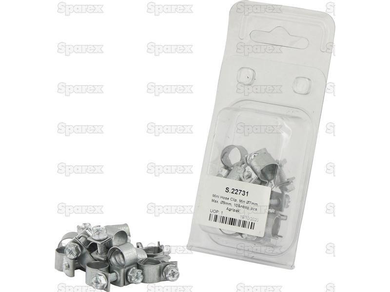 Mini Hose Clip, Min Ø7mm, Max. Ø9mm, 10 pcs. Agripak.