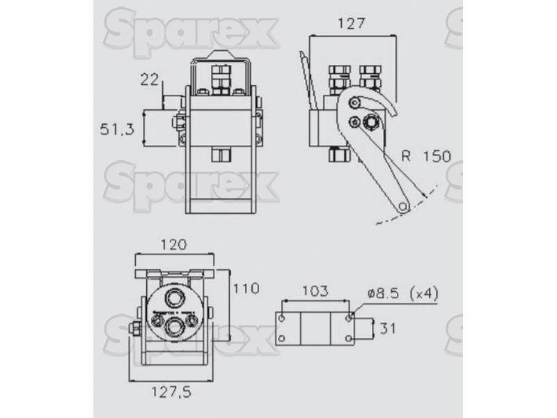 Faster Multiport Coupling - 2 Ports 3/8'' Body x 1/2'' BSP Female Thread (Mobile Part) Faster S.p.A (3P206G-2-12G MC, 3P206G212GMC, 3P206G-2-12GMC)