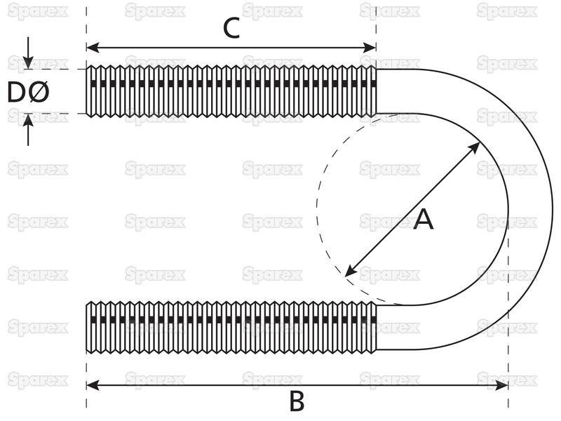 U Bolt- M10 x 90mm Length: 115mm