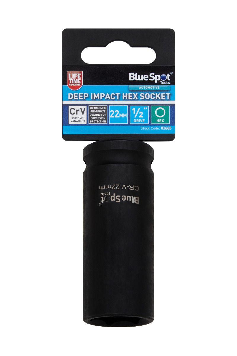 Blue Spot Tools Individual 22mm 1/2" Deep Impact Hex Socket