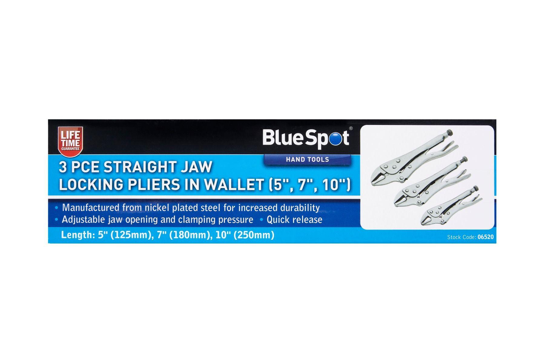 Blue Spot Tools 3 PCE Straight Jaw Locking Pliers In Wallet (5", 7", 10")