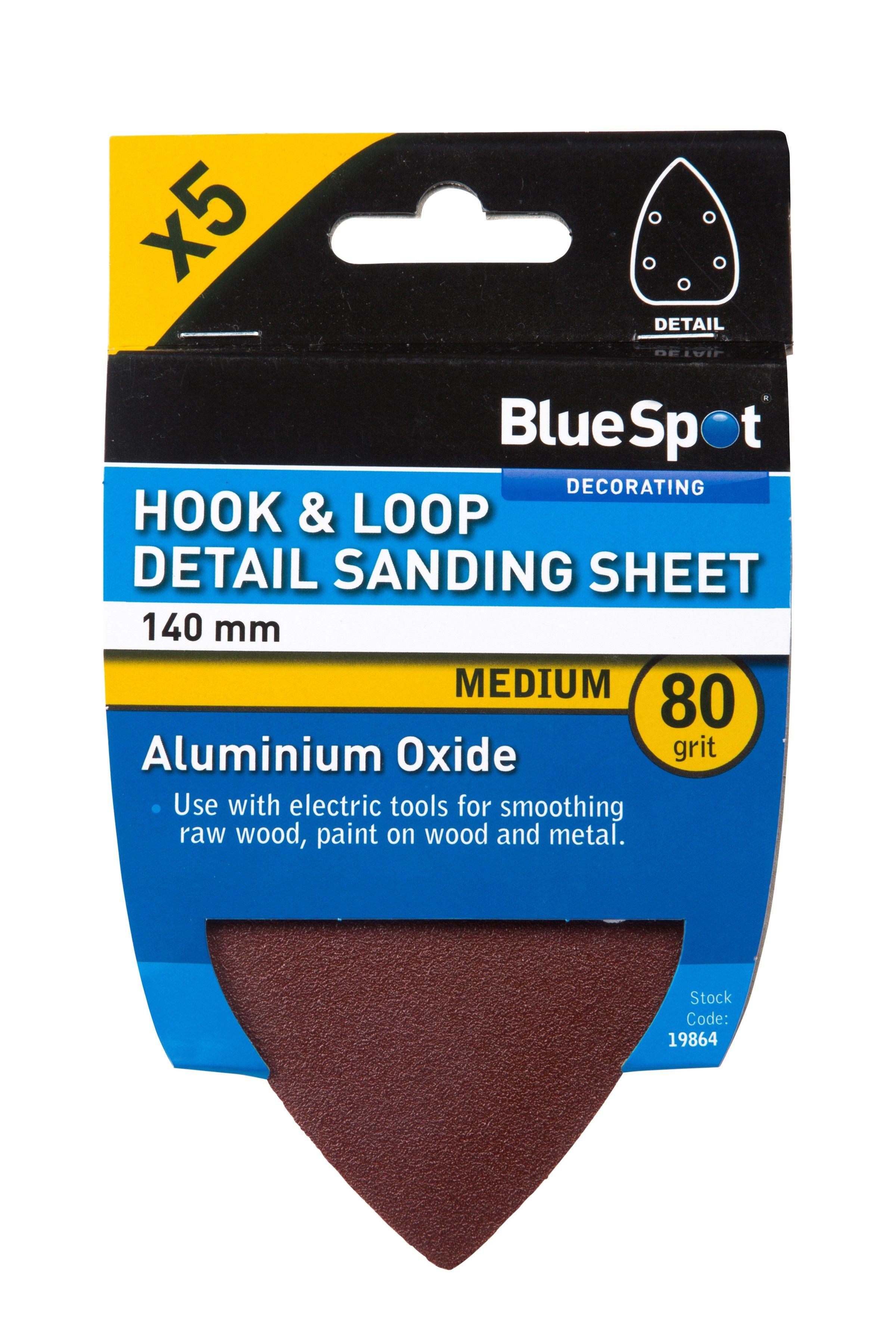 Blue Spot Tools 140mm 5 Pack 80 Grit Detail Sanding Sheets