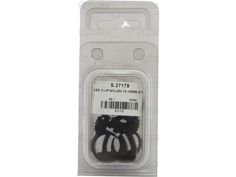 Nylon Hose Clip, Min Ø15mm, Max. Ø18mm, 5 pcs. Agripak.