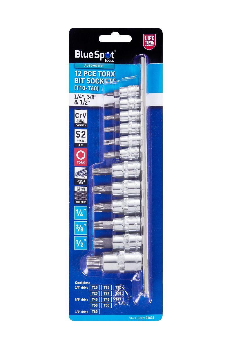 Blue Spot Tools 12 PCE 1/4"-3/8"-1/2" Torx Bit Sockets