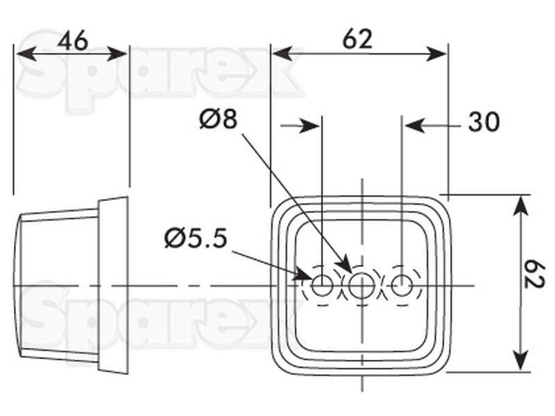 Halogen Marker Light - Front Facing, 12V () for Kuhn