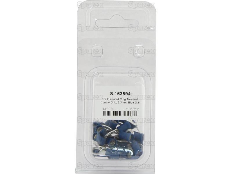 Pre Insulated Ring Terminal, Double Grip, 5.3mm, Blue (1.5 - 2.5mm) (Agripak 25 pcs.)