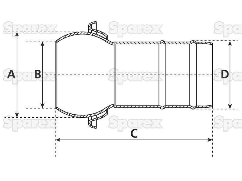 Coupling with Hose End - Male 8'' (200mm) x8'' (200mm) (Galvanised)