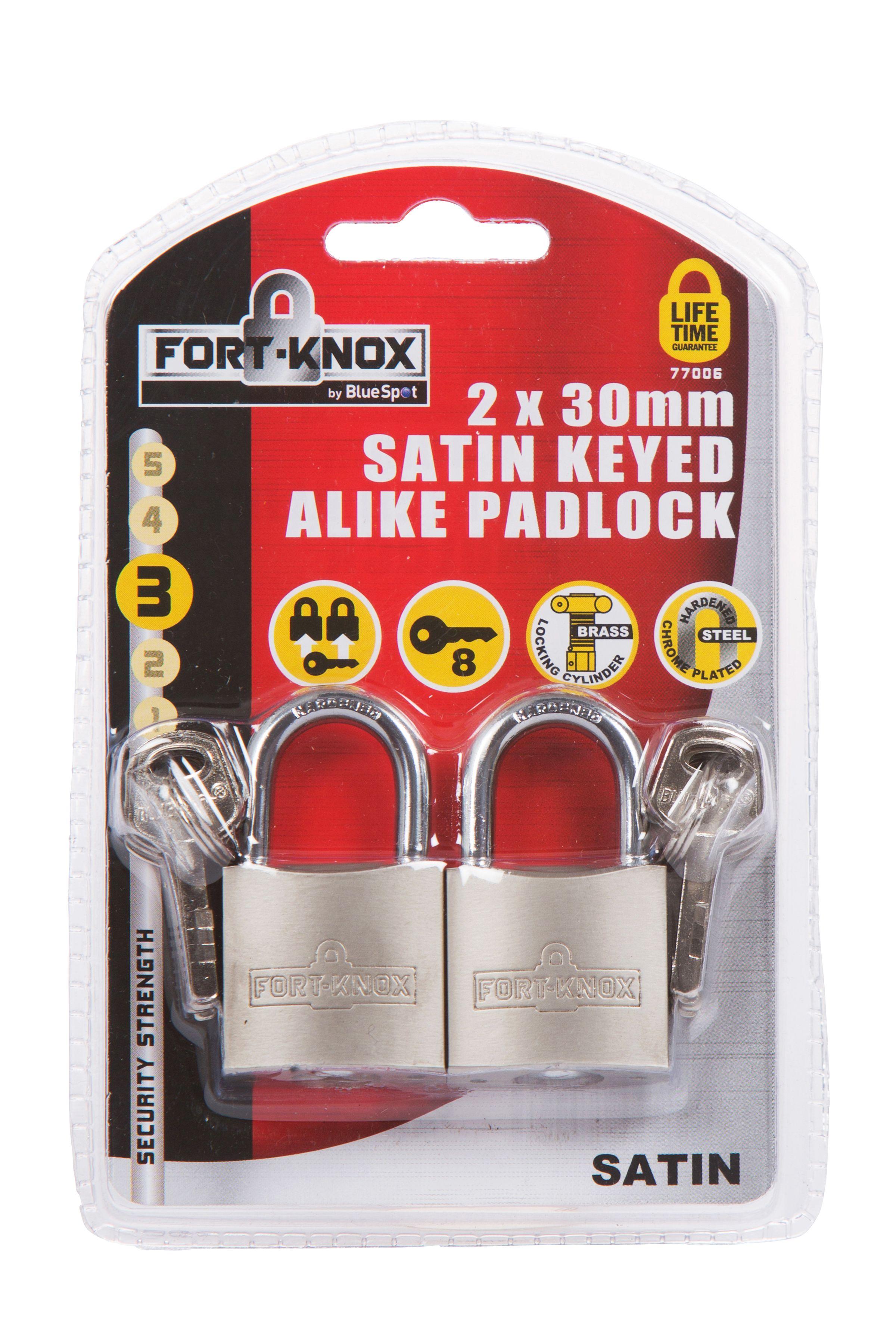 Blue Spot Tools 2 PCE 30mm Satin Finish Keyed Alike Padlocks