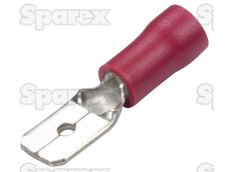 Pre Insulated Spade Terminal, Double Grip - Male, 6.3mm, Red (0.5 - 1.5mm)