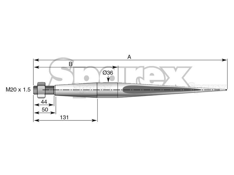 Straight Loader Tine | 1400mm for Desvoys, Kverneland (221154)