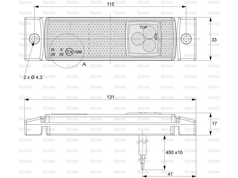 LED Front Facing Marker Light, RH & LH, 12-24V