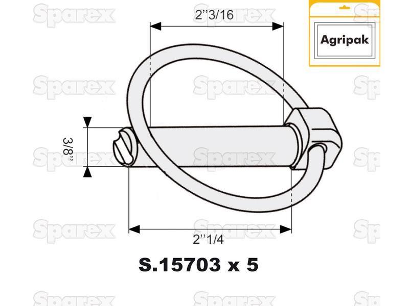 Round Linch Pin, Pin Ø9mm x 57mm (5 pcs. Agripak)