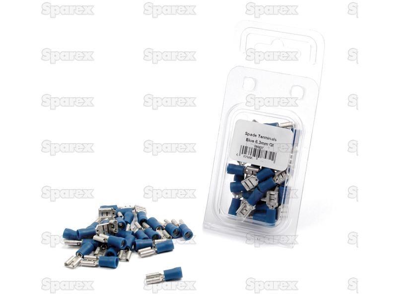 Pre Insulated Spade Terminal, Double Grip - Female, 6.3mm, Blue (1.5 - 2.5mm) (Agripak 25 pcs.)