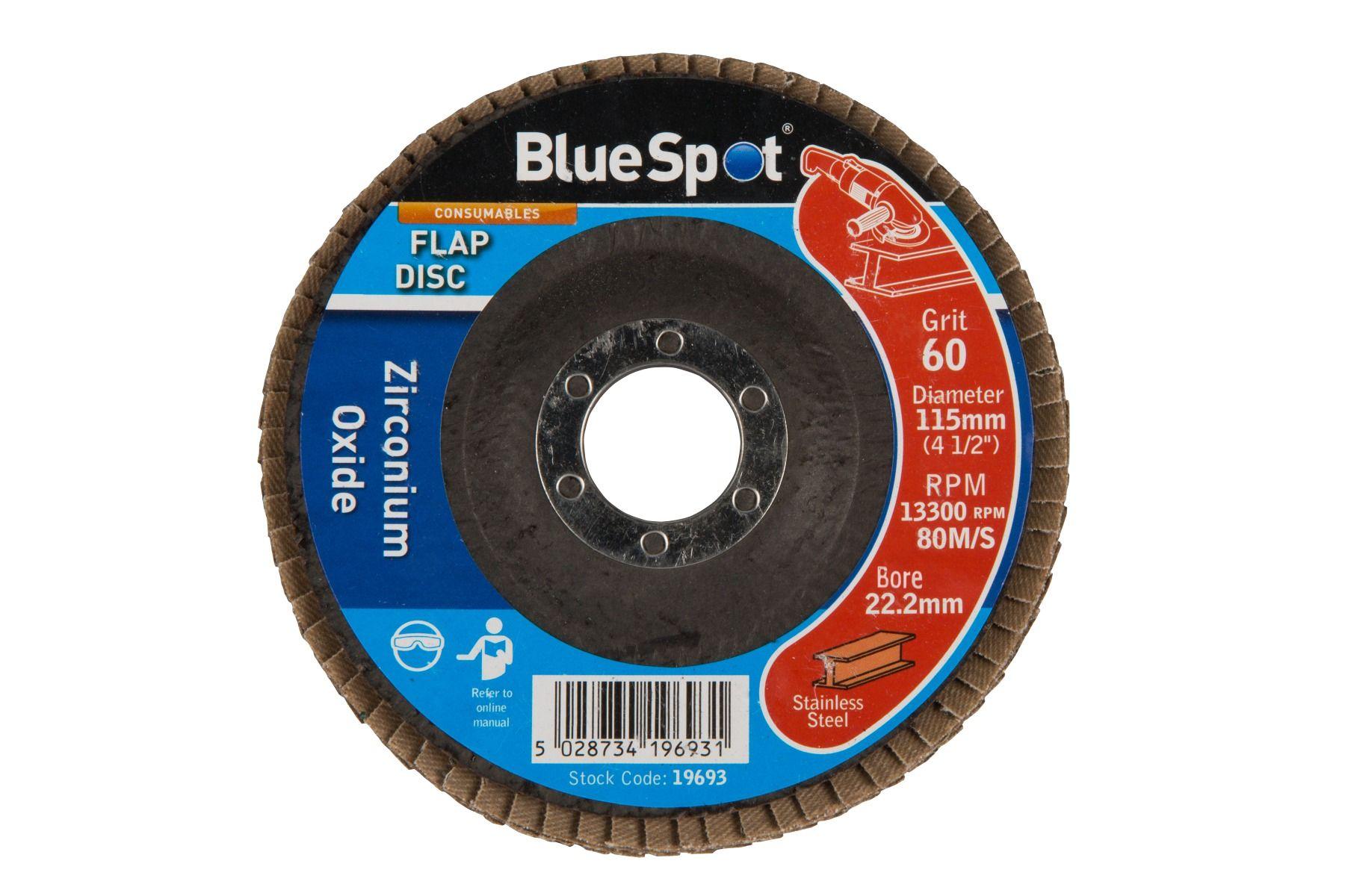Blue Spot Tools 115mm (4.5") 60 Grit Zirconium Oxide Flap Disc