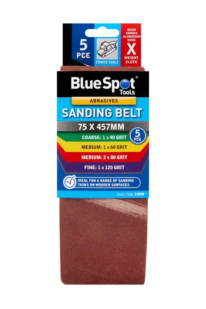 Blue Spot Tools 5 PCE Mixed 75 x 457mm Sanding Belt