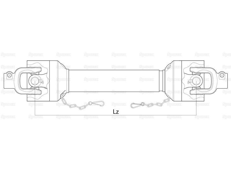 PTO Shaft - (Lz) Length: 1010mm, 1 3/8'' x 6 Spline Q.R. to 1 3/8'' x 6 Spline Q.R.