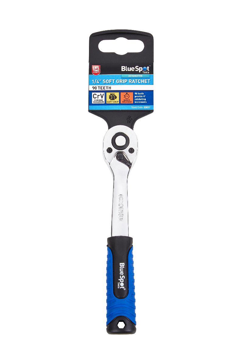 Blue Spot Tools 1/4" Soft Grip Ratchet (90 Teeth)