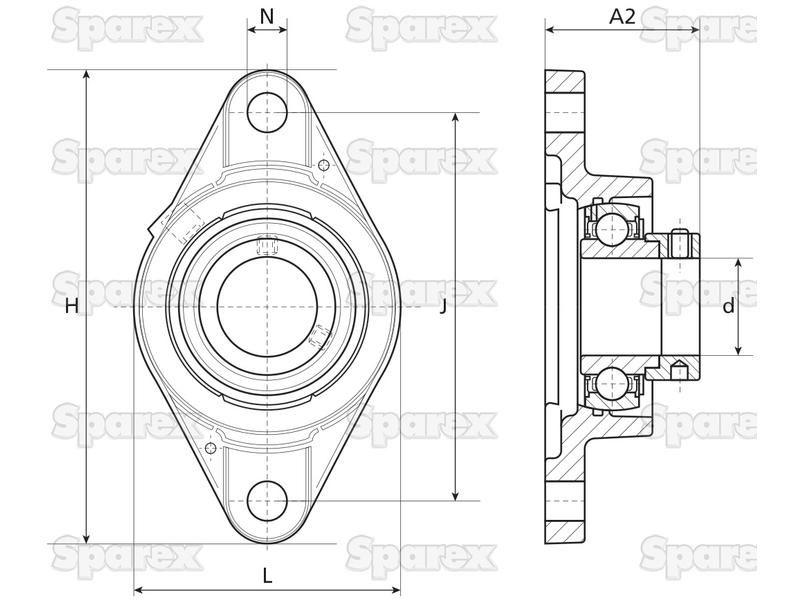 NTN SNR Two-Bolt Flanged Unit (ESFLE207)