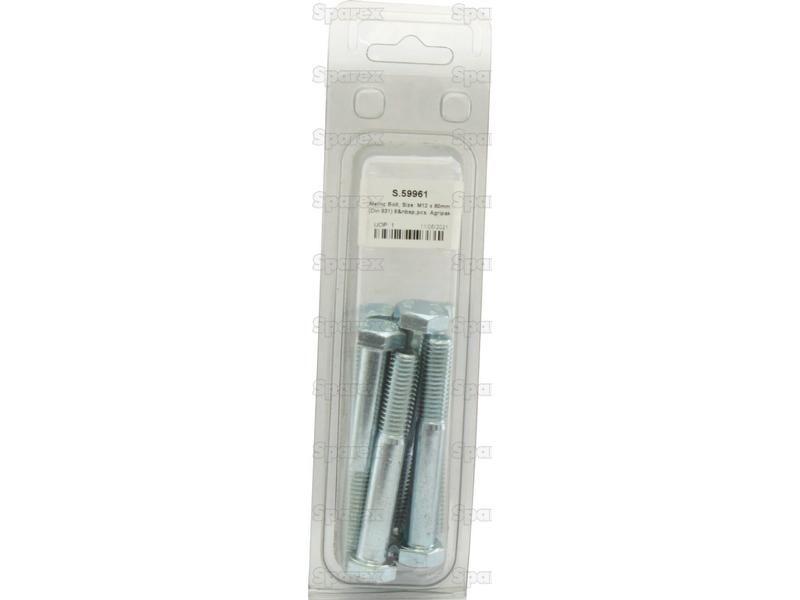 Metric Bolt, Size: M12 x 80mm (Din 931) 8 pcs. Agripak