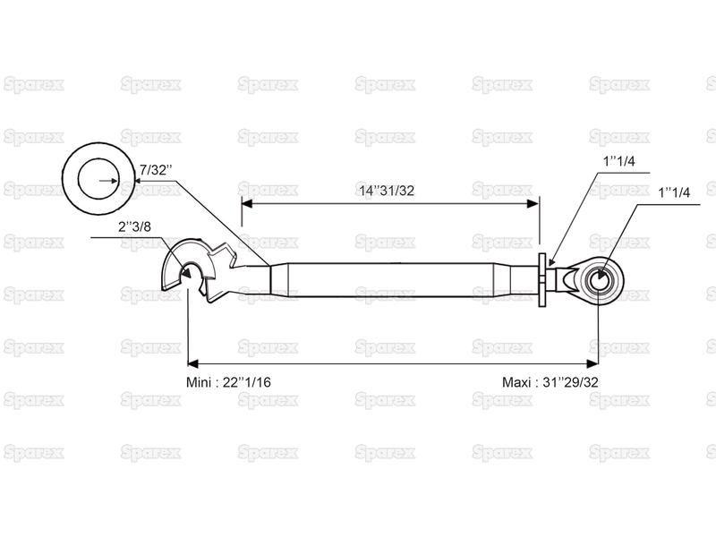 Top Link Superlink (Cat.3/3) Ball and Q.R CBM Hook, Min. Length: 560mm.