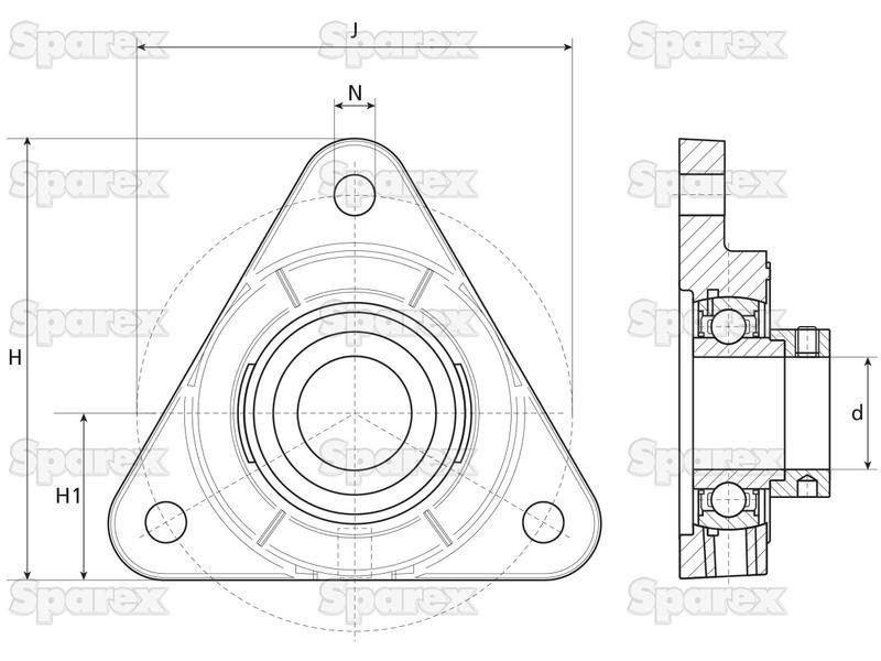 NTN SNR Three Bolt Flanged Unit (ESFTE207)