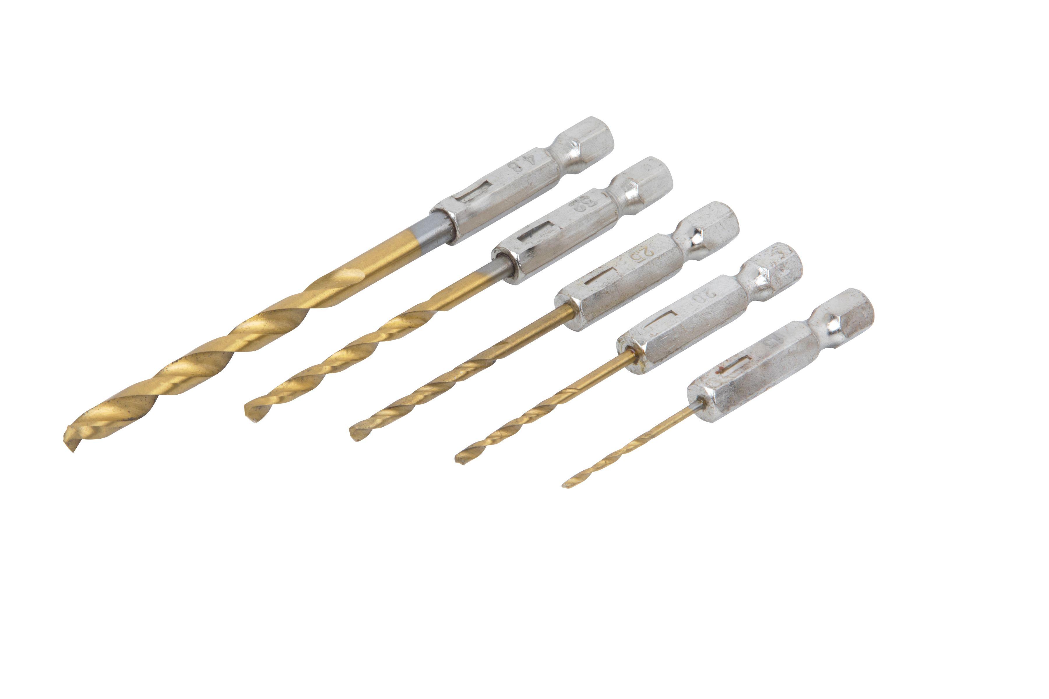 Blue Spot Tools 5 PCE Hex Fitting Titanium Drill Bit Set