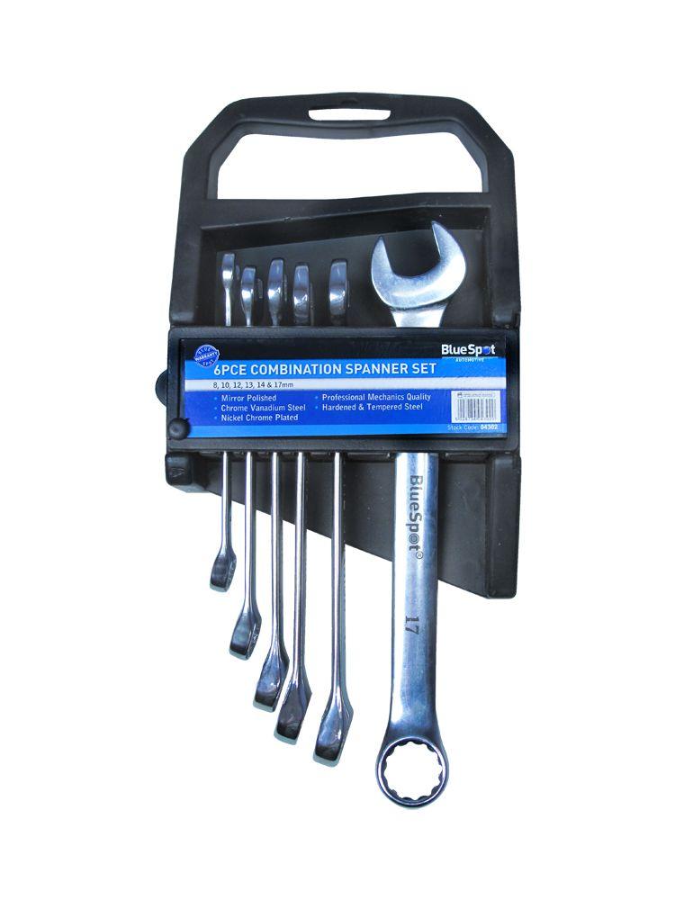 Blue Spot Tools 6 PCE Chrome Vanadium Metric Combination Spanner Set (8-17mm)