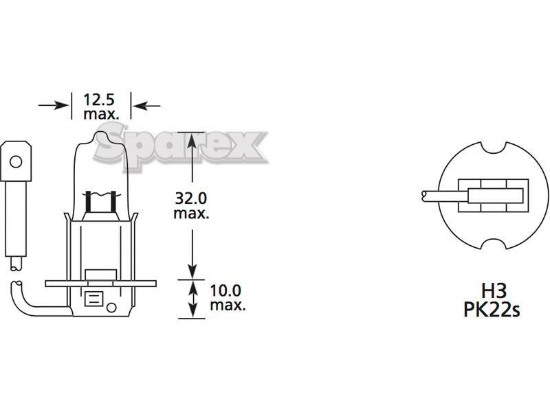 Halogen Plough Bulb, 12V, 100W, PK22s Base Lucas (483, LLB483)