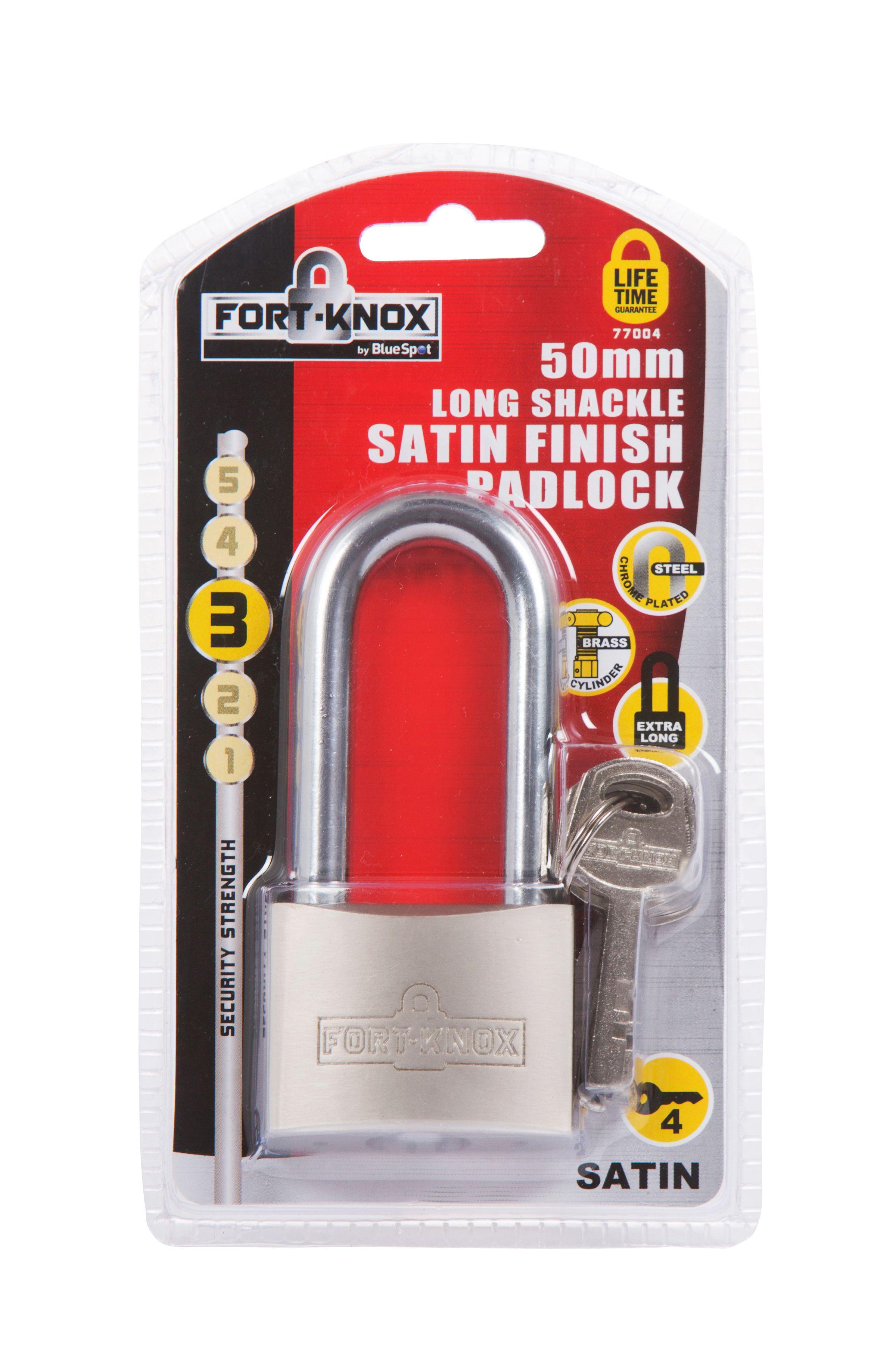 Blue Spot Tools 50mm Long Shackle Satin Finish Padlock